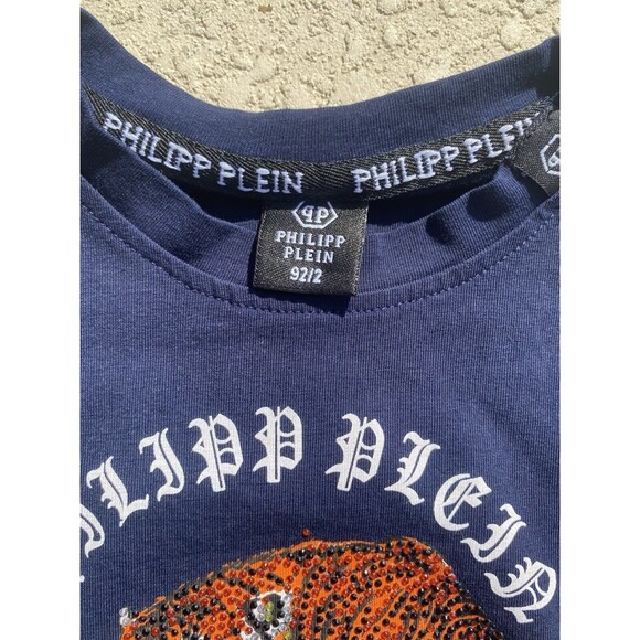 Philipp Plein T-shirt Blue Rhinestone Tiger Boys Size 2 Years 2T 12-24 Months - Picture 6 of 12